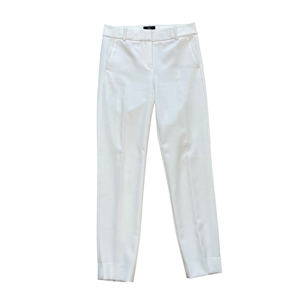 J.Crew 365 Stretch Cameron Trousers, White, Mid-Rise, Pleated, Size 4 Tall